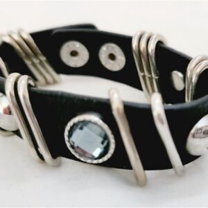 Yik Fung Black and Silver Studded Bracelet